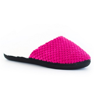 5/6 FUCHSIA LADIES WOMEN WARM FAUX FUR LINED COMFY HARD SOLE OUTDOOR SLIPPERS SHOES SIZE